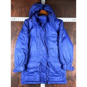 Eddie Bauer Goose Down Jacket Coat Parka Premium Q Blue Womens Small Vintage 90s